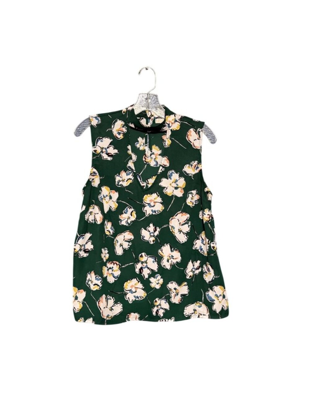Green Floral Sleeveless Blouse